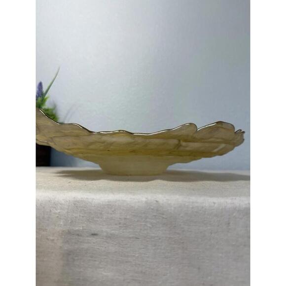 Freeform Art Glass Platter by Akcam Turkey Ombre Amber Gold Pearl Shell Oyster - Picture 6 of 9
